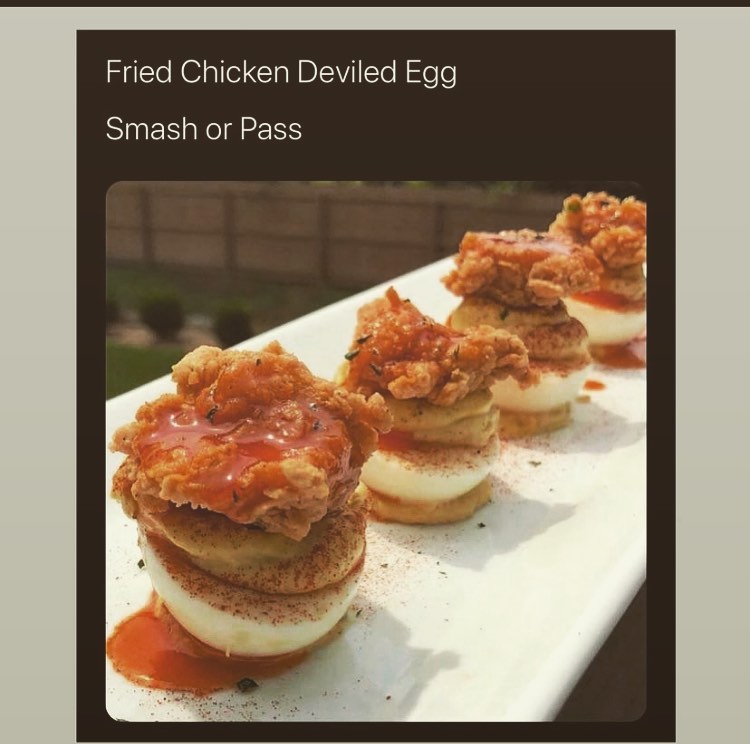 Fried chicken deviled eggs