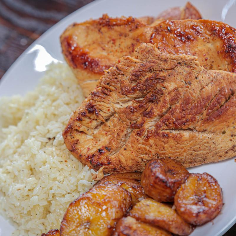 Grilled meat and baked potato